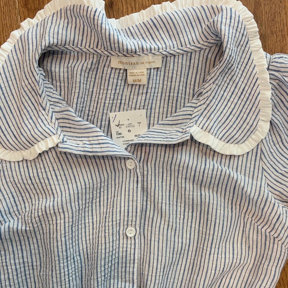 Monteau Blue and White Striped Dress